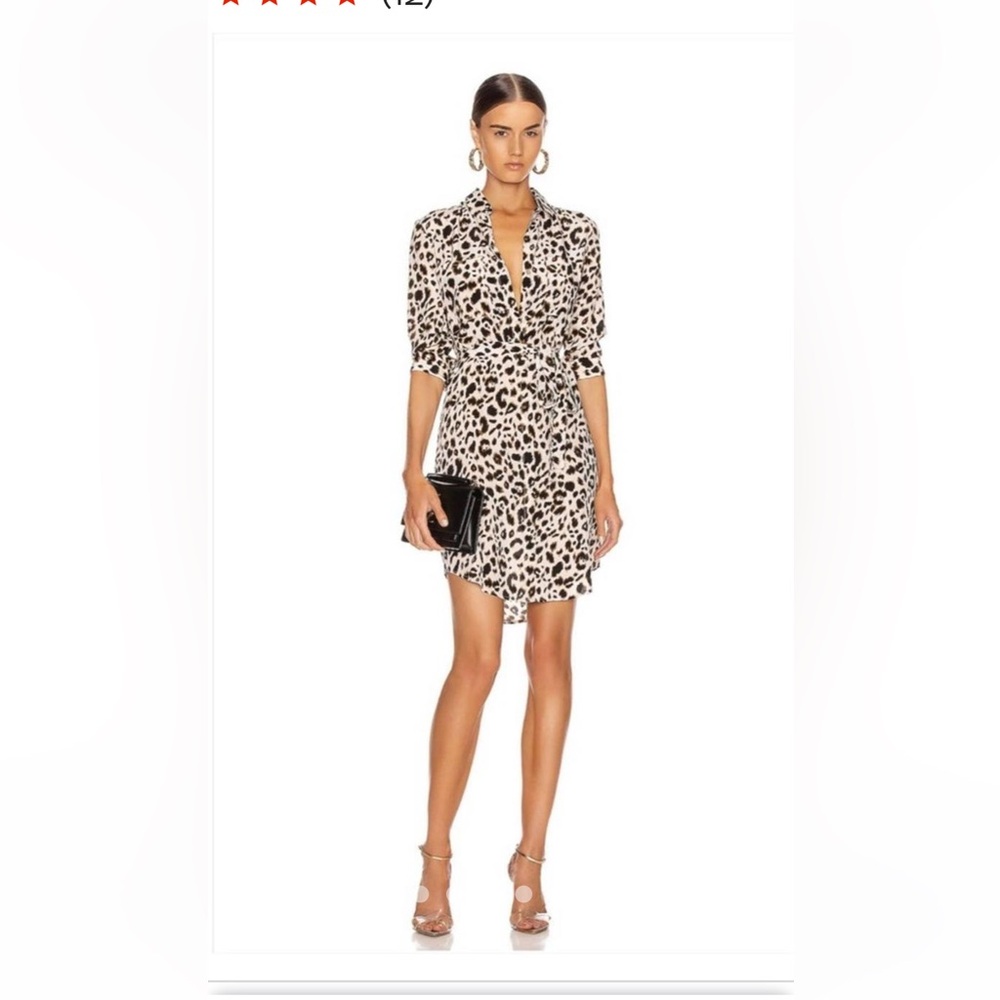 L’Agence Leopard Print Silk Shirt Dress NWOT
